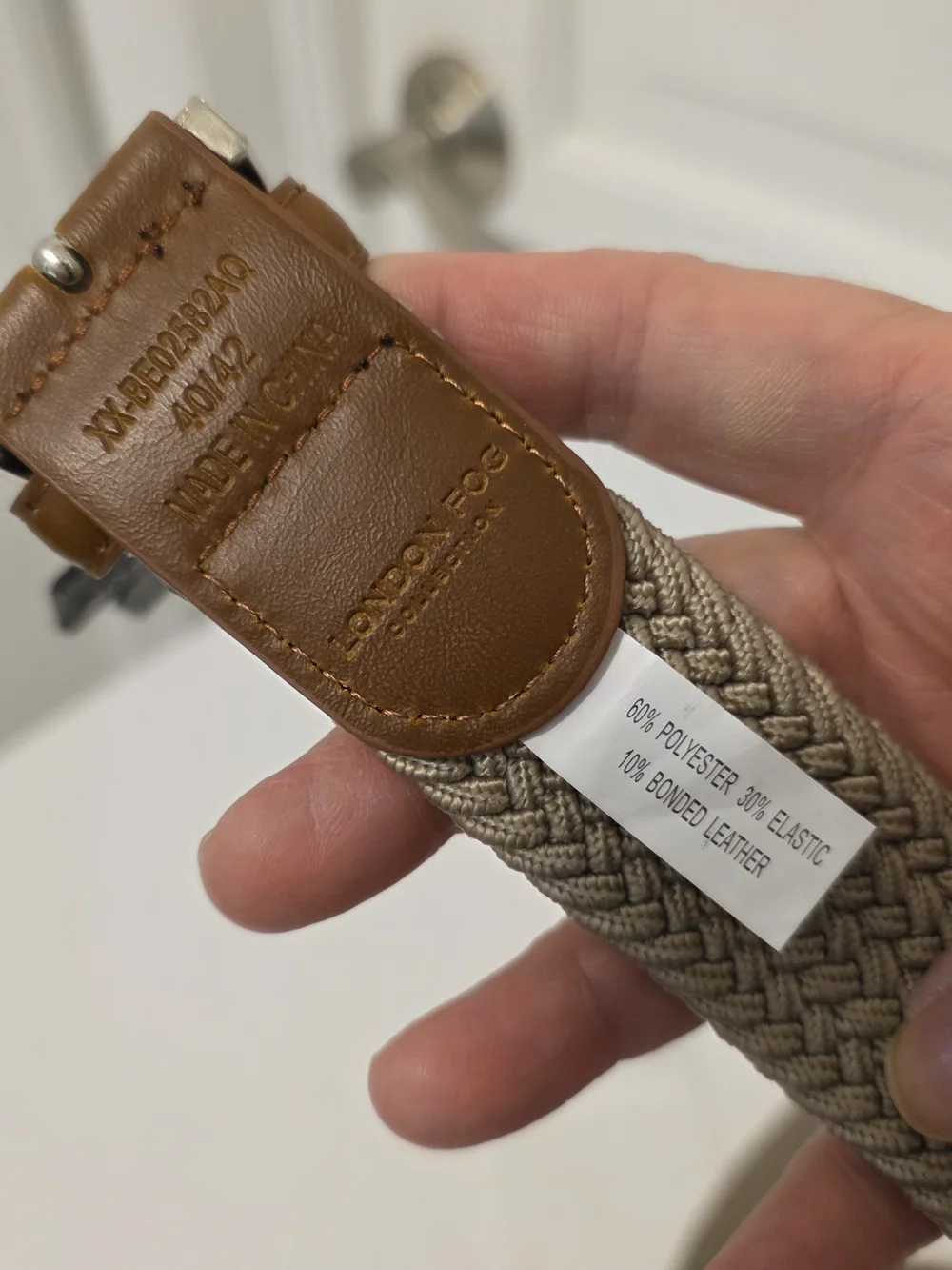 NWT London Fog Collection Men’s Beige Braided Stretch Belt Trim Ret. $28 Sz40/42